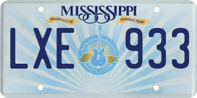 MS license plate LXE933