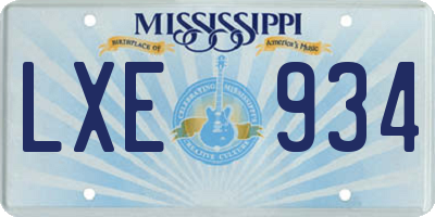 MS license plate LXE934