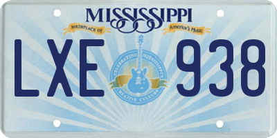 MS license plate LXE938