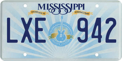 MS license plate LXE942
