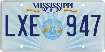 MS license plate LXE947