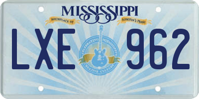 MS license plate LXE962