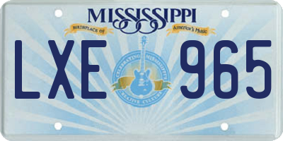 MS license plate LXE965