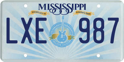 MS license plate LXE987