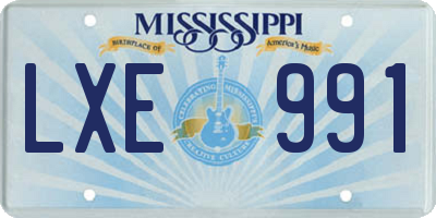 MS license plate LXE991