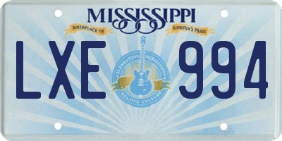 MS license plate LXE994