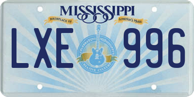 MS license plate LXE996