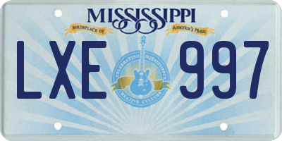 MS license plate LXE997