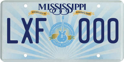 MS license plate LXF000
