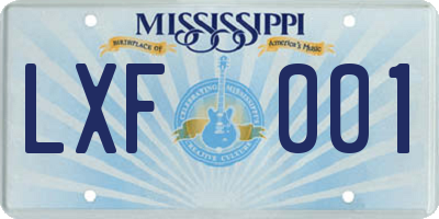 MS license plate LXF001