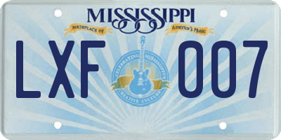 MS license plate LXF007