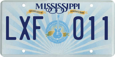 MS license plate LXF011