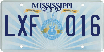 MS license plate LXF016