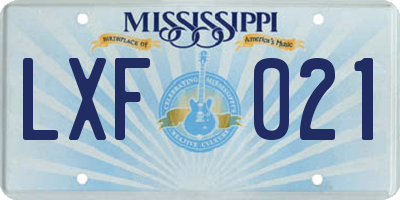 MS license plate LXF021