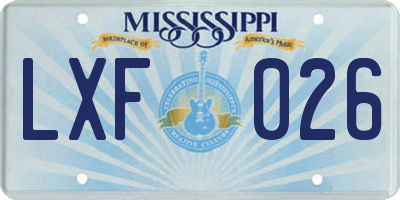 MS license plate LXF026