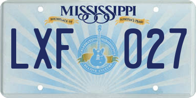 MS license plate LXF027