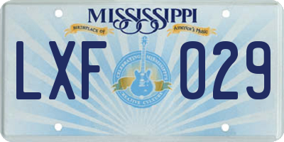 MS license plate LXF029