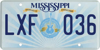 MS license plate LXF036