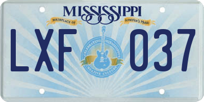 MS license plate LXF037
