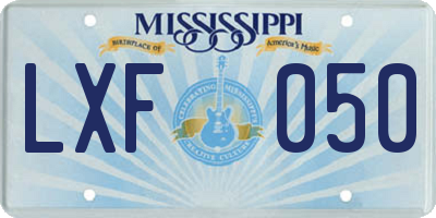 MS license plate LXF050