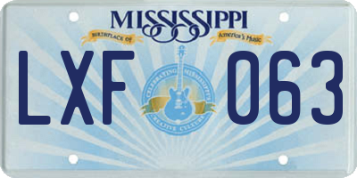 MS license plate LXF063