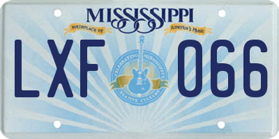 MS license plate LXF066