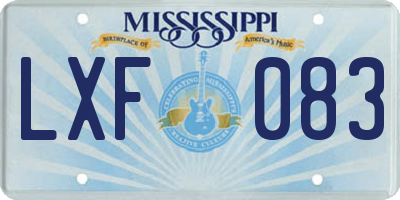 MS license plate LXF083