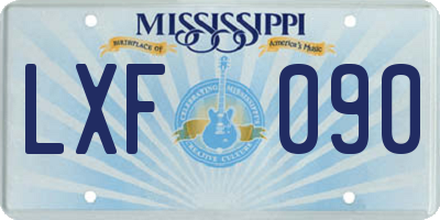 MS license plate LXF090