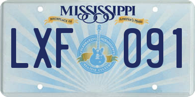 MS license plate LXF091