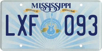 MS license plate LXF093