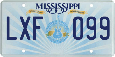 MS license plate LXF099