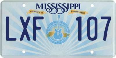 MS license plate LXF107