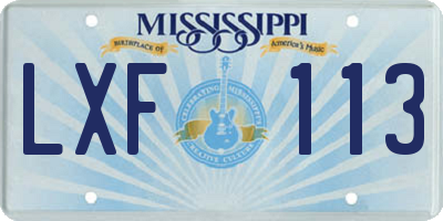 MS license plate LXF113