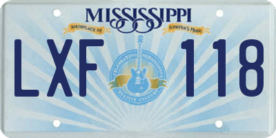 MS license plate LXF118