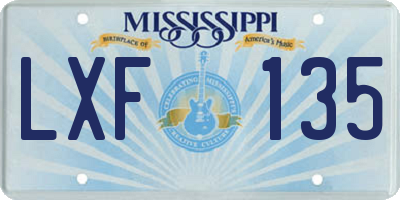 MS license plate LXF135