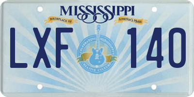 MS license plate LXF140