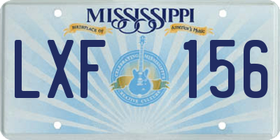 MS license plate LXF156
