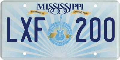 MS license plate LXF200