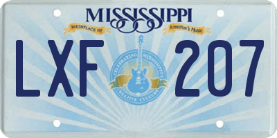 MS license plate LXF207