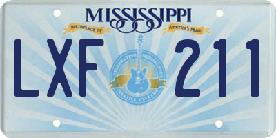 MS license plate LXF211