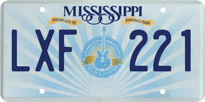 MS license plate LXF221