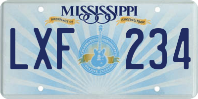MS license plate LXF234