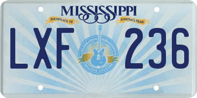 MS license plate LXF236