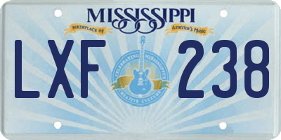 MS license plate LXF238