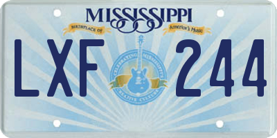 MS license plate LXF244