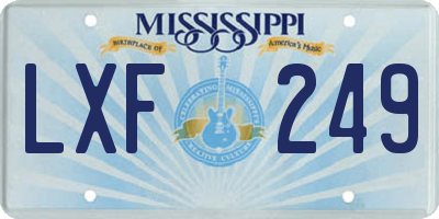 MS license plate LXF249