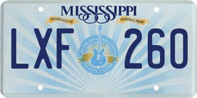 MS license plate LXF260