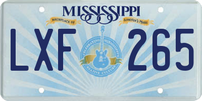 MS license plate LXF265
