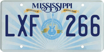 MS license plate LXF266