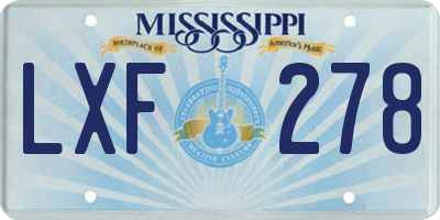 MS license plate LXF278